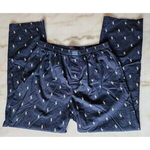 Polo Ralph Lauren Sleepwear Pants Men's Large Navy Pony All Over Print Pajama